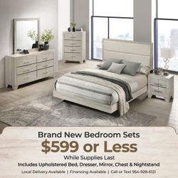 5-Piece Bedroom Set with Upholstered Bed