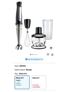 NEW / OPEN BOX Braun MultiQuick 7 3-in-1 Immersion Blender with Food Processor – Powerful Handheld Electric Stick Blender - Emulsifier for Chopping, B
