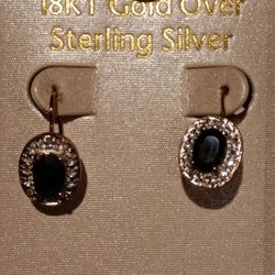 18k Gold Over Sterling Sapphire Earrings 