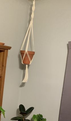 3’ Macrame Plant Hanger With 8 Inch Terracotta Pot