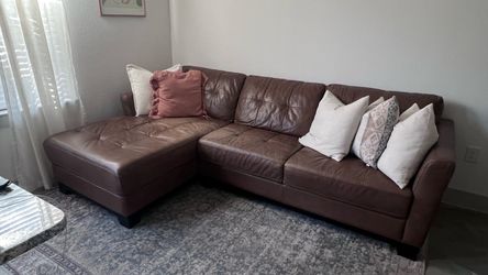 Genuine Leather Sectional Sofa w/ Chaise