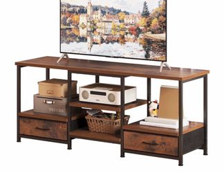 EDX 47” TV Stand w/Power Outlets-Rustic Brown