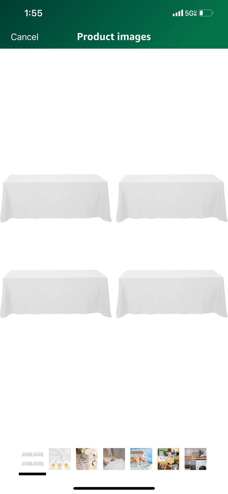BRILLMAX 4 Pack White Tablecloths for 8 Foot Rectangle Tables 90 x 156 Inch - 8ft Rectangular Bulk Linen Polyester Fabric Washable Long Clothes for We