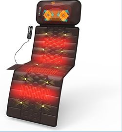 DOPICT Full Body Massage Mat w/ Heat Detachable Neck, 10 Vibration Zones - Brown