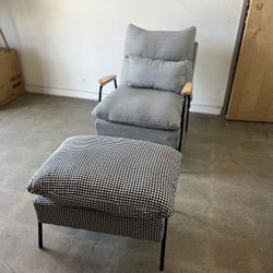 Accent Recliner Chair with Ottoman, Fabric Couch Bed Chair, Armchair Club Chair, Adjustable Backrest and Headrest, for Living Room Bedroom Office 4055