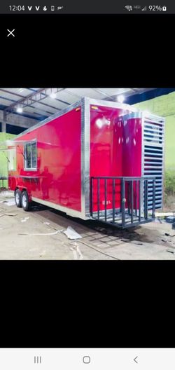 Red Food Concession Trailer with Porch