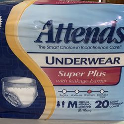Attends Adult men / women size medium 20 count Super Plus maximum ansorbent Underwear Diapers 