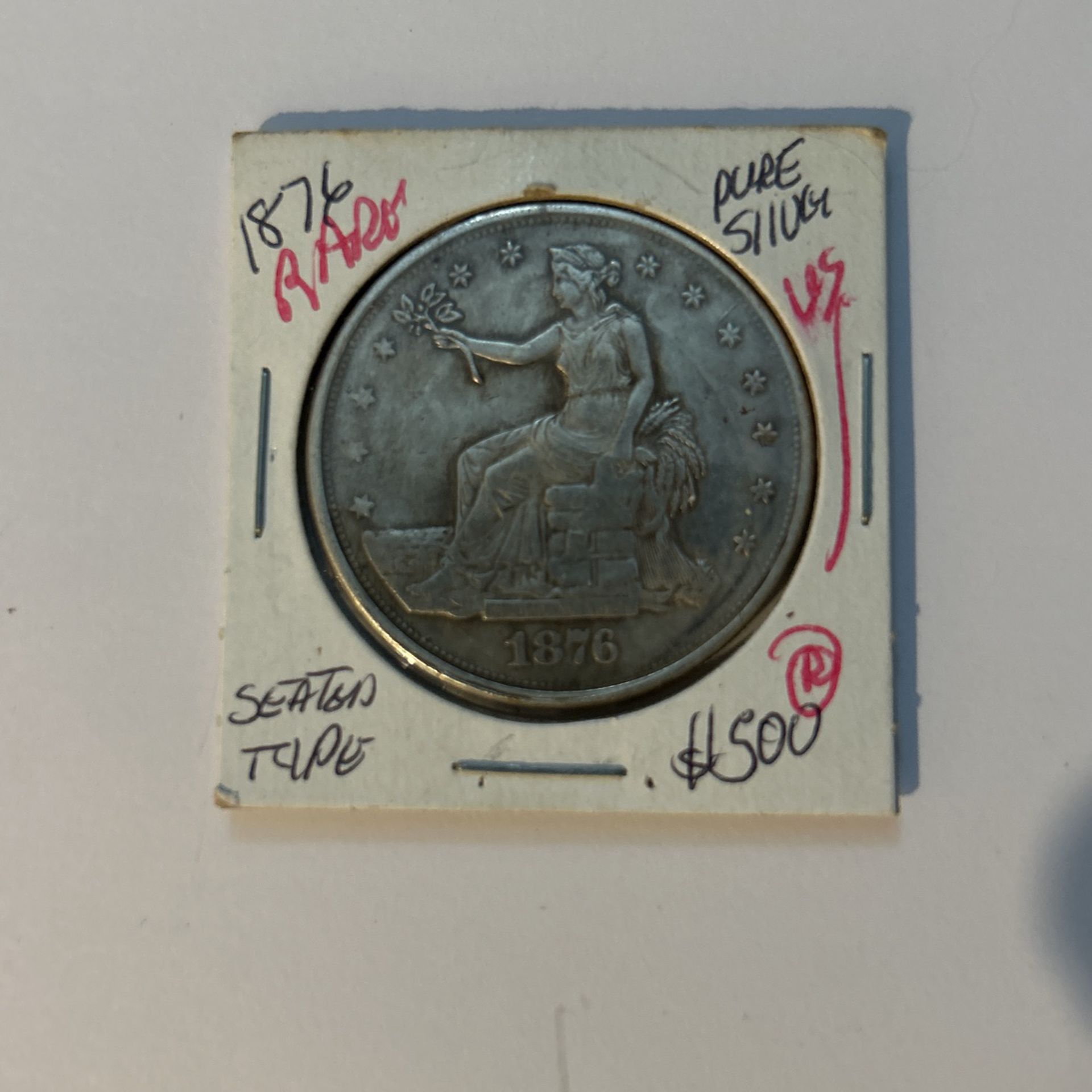 1876 Seated Silver Dollar - Rare