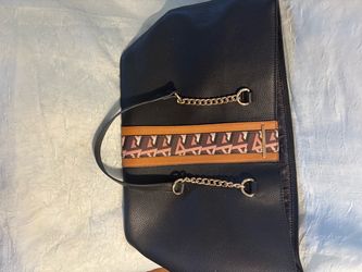 AldoBlack Pebbled Tote Bag with Chain Detail