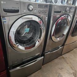 💯🎈LG SET STEAM WASHER AND ELECTRIC DRYER STAINLESS STEEL 🎈 WITH WARRANTY 