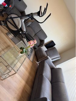Comfortable gray arm chairs, perfect for living room