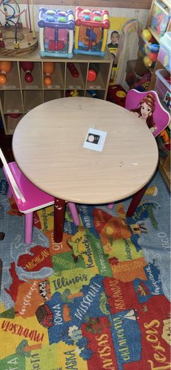 Kids wooden Lakeshore table and 2 characters chairs