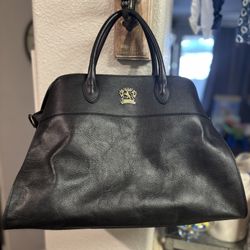Pratesi Italy Extra Large Black Genuine Leather Tote W/Shoulder Strap