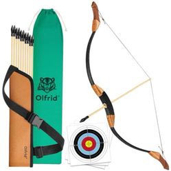 “New”Kids Wood Bow And Arrow “w/Rubber Tip”(10 Arrows/3targets)retail$39