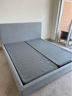 King Bed Frame, Mattress & Box Springs, night stand , lamp