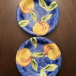 Romano Fruit Design Dinner Plates – Set of 2 Blue & Yellow
