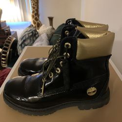 Ladies Patent Timberland Boots Sz 8.5 Look New