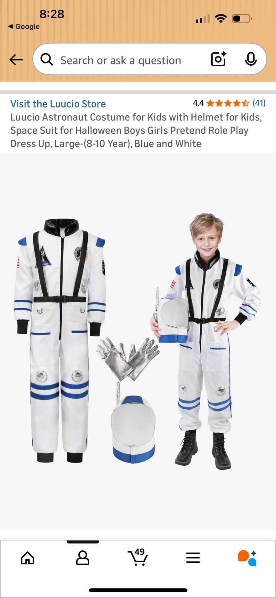 Astronaut Costume for Kids with Helmet for Kids,