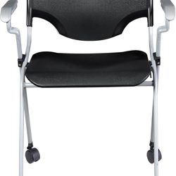 Romig Rico Black Stack Chair with Arms – Comfortable Ergonomic Classroom, Office & Training Room Seating with Durable Plastic Shell, Supportive Armres