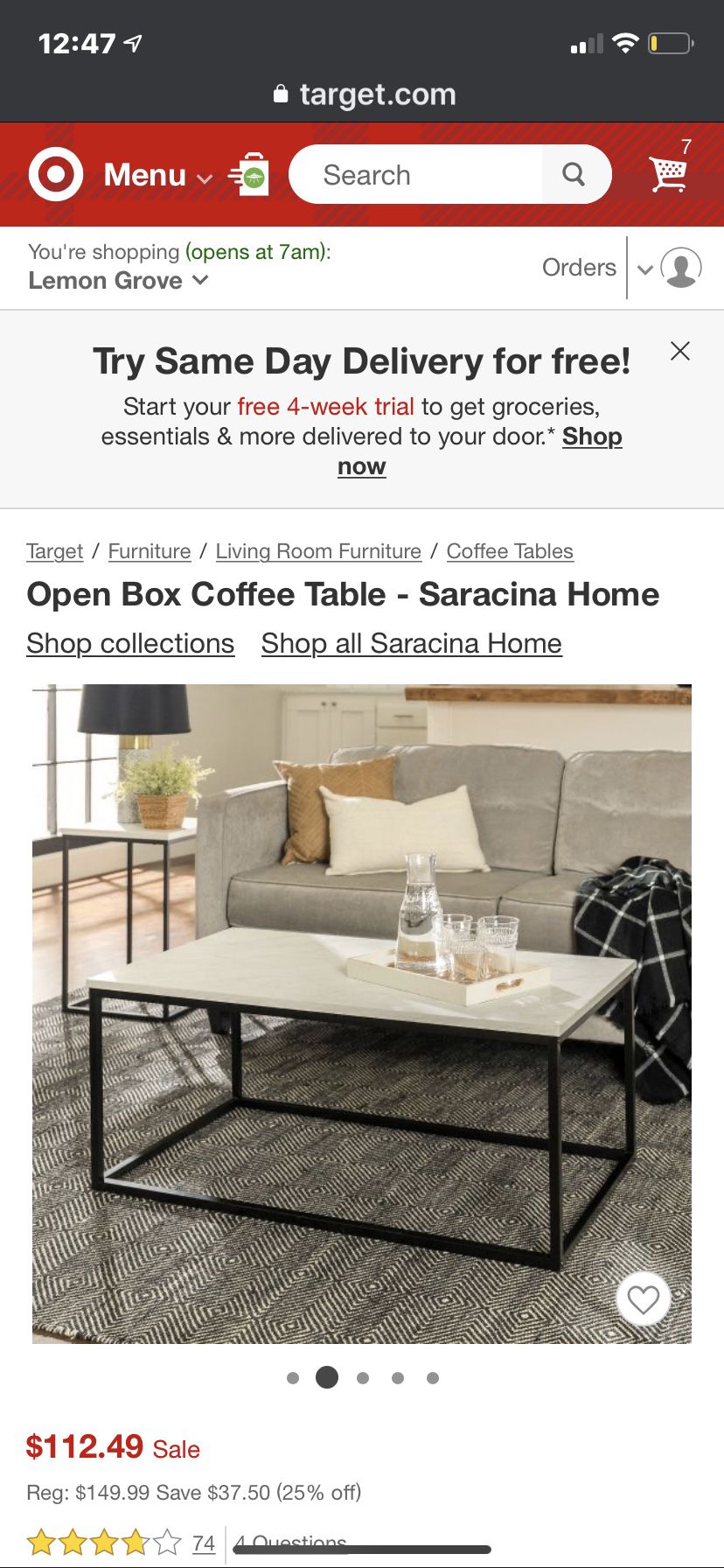 Open box deal/marble coffee table