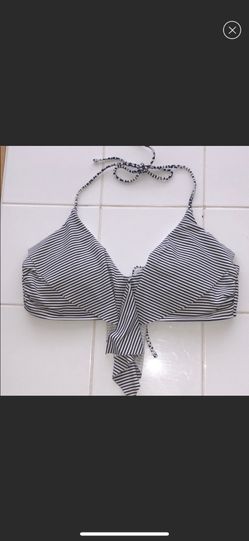 Navy Blue and white Striped Padded Bikini Top.