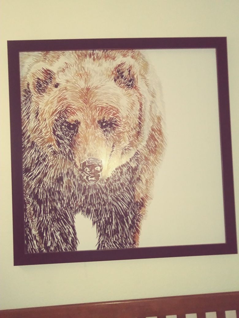 Grizzly hand painted photo