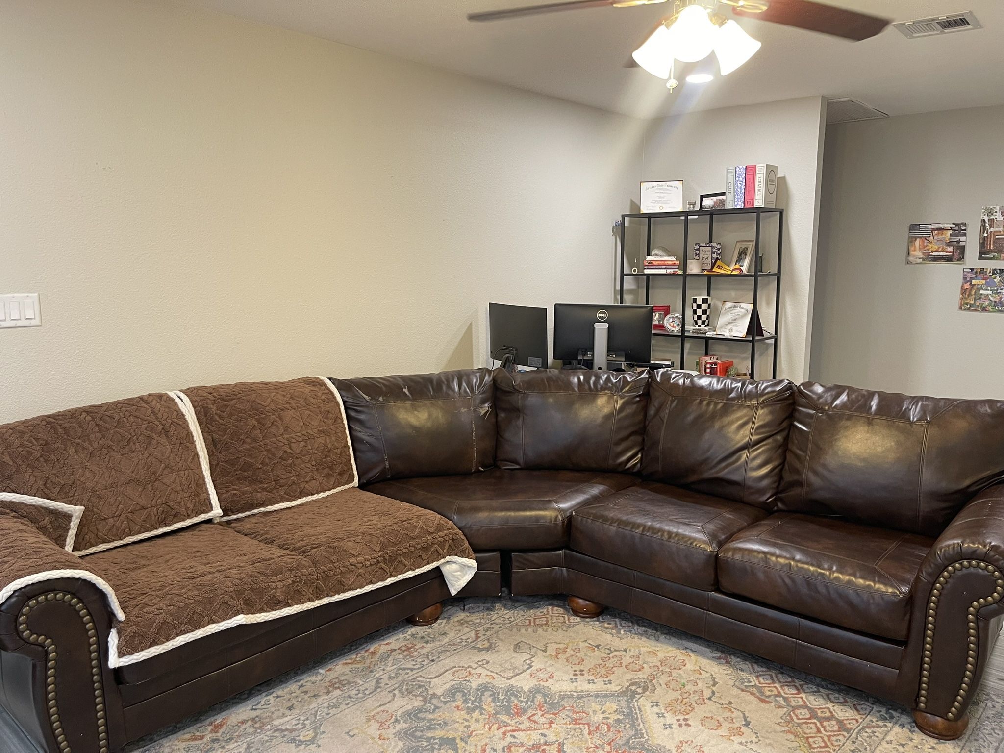 Brown Leather Sectional Couch