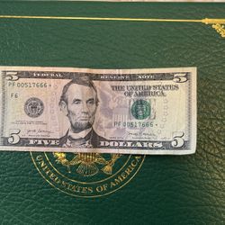 $5.00 Triple 6 Star Note
