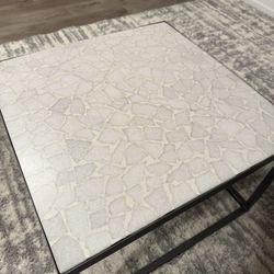 Coffee Table For Living Room White / Grey Stone
