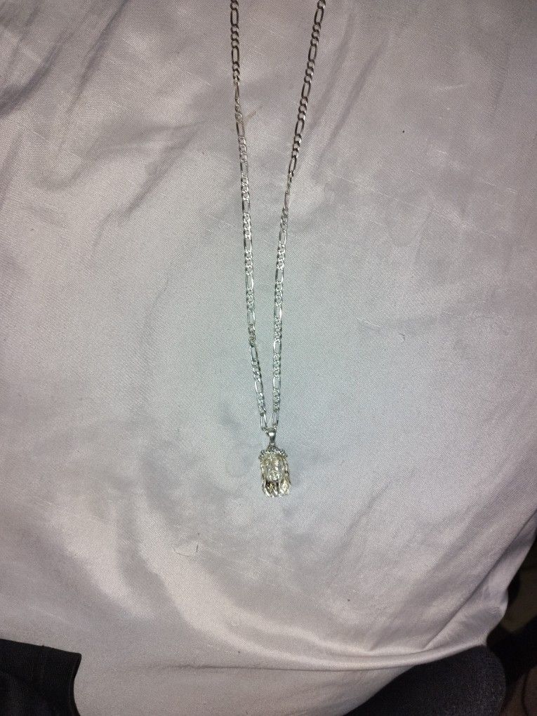 Diamond And Silver Jesus Chain