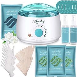 LANSLEYWAX Digital Waxing Kit for Women Men, Wax Warmer for Hair Removal with Silicone Pot, Hard Wax Kit, Waxing Machine for Sensitive Skin Brazilian 