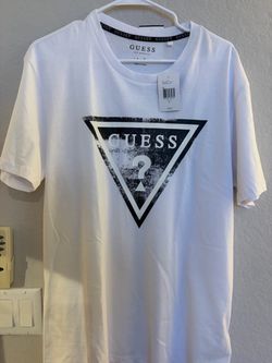 New Guess Triangle Logo T-Shirt White XL