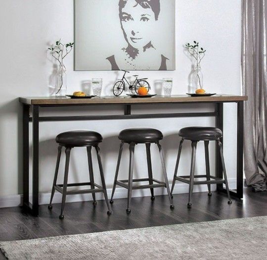 Brand New Industrial Rustick Oak Black 4pc Dining Table Set