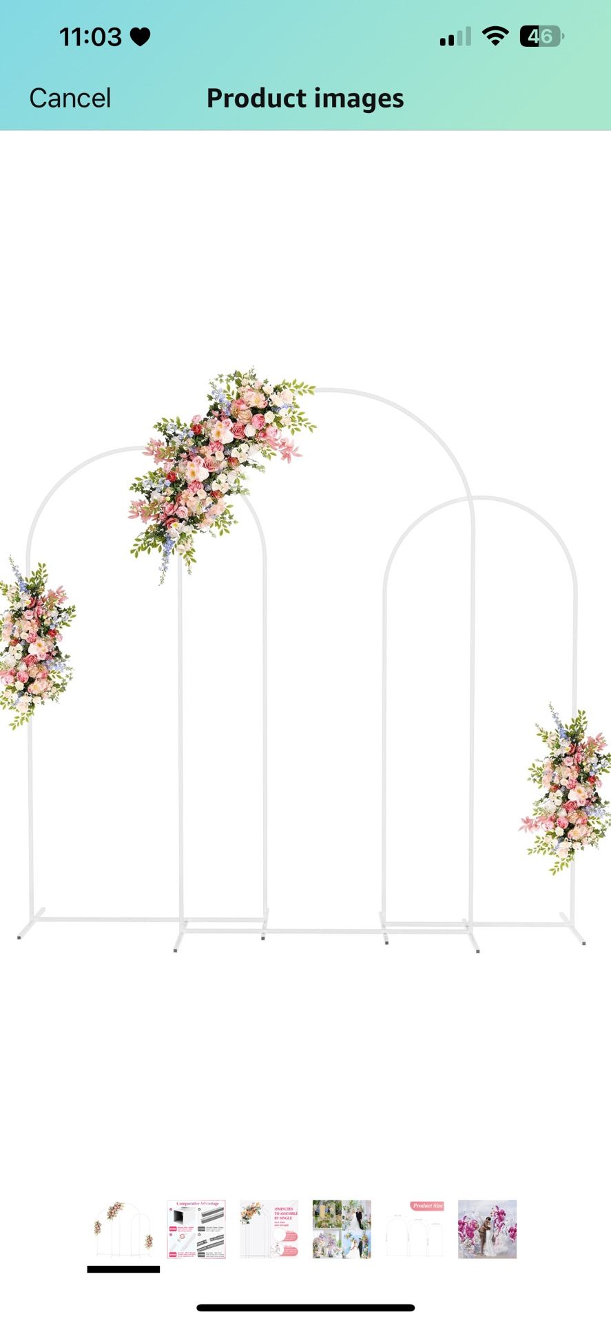 Fomcet Wedding Arch Backdrop Stand Set of 3 White Metal Arched Backdrop Stand
