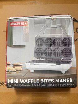 Mini Waffle Bites Maker – 8 Round Waffles – Open Box