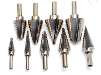 Stark USA 9PC HSS Titanium Step Drill Bit Set, High Speed Steel Unibit Drill Bits Set for Sheet Metal with Aluminum Case, Multiple Hole Stepped Up Bit