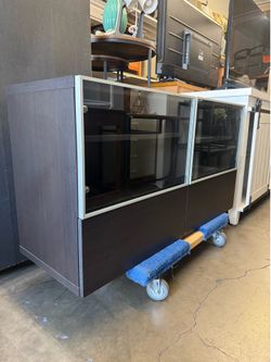IKEA BESTA Espresso + Frosted Glass Sideboard, TV Stand