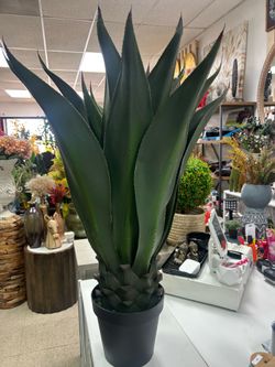 Large Artificial Agave Plant in Black Pot