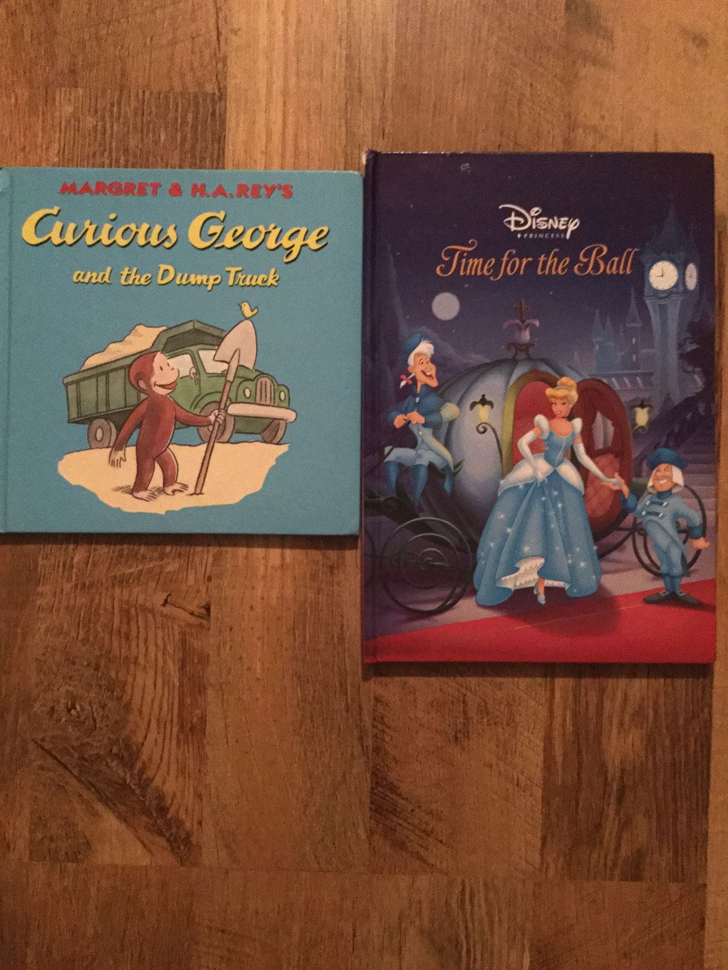 2 book curious George and Cinderella time for the ball