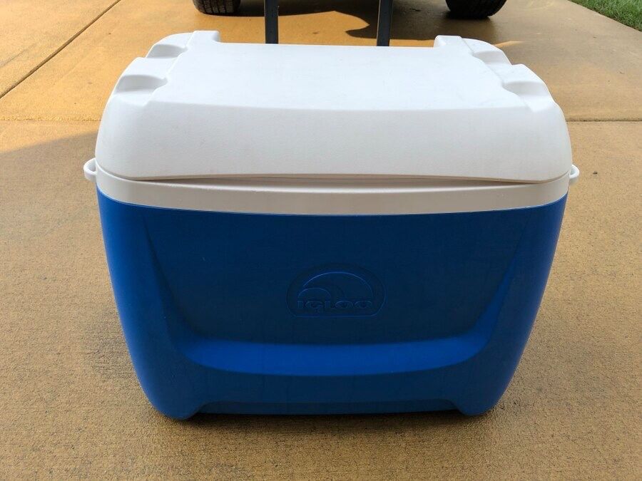 large Igloo cooler on wheels-blue