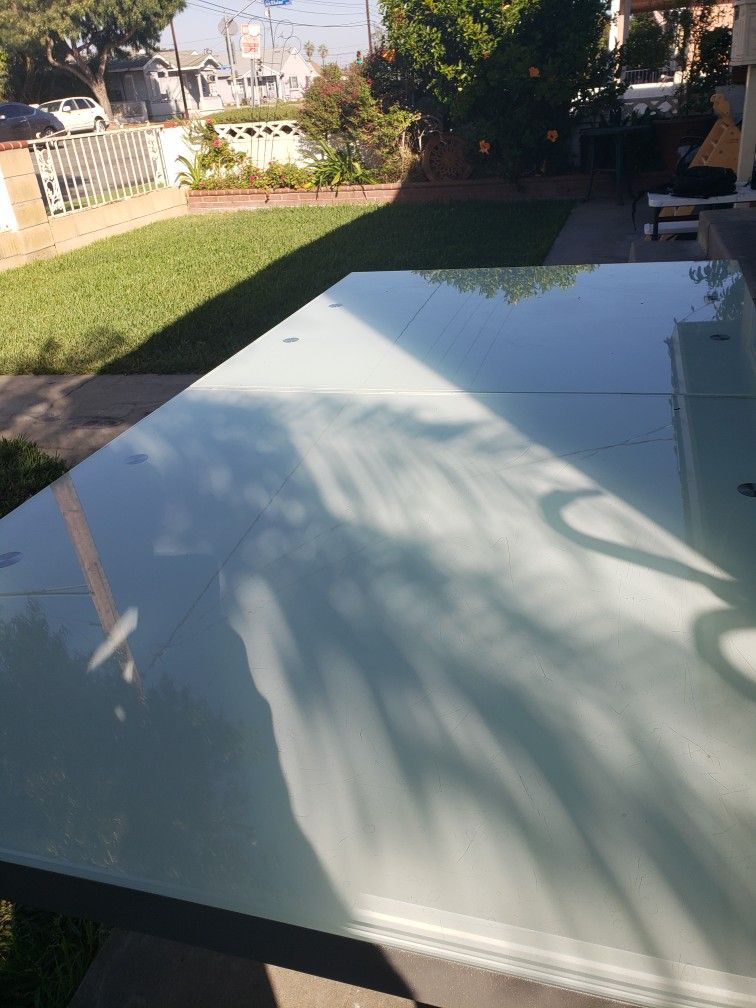 Glass Extension Table Whit 6 Chairs  Chairs Need Upholstery 