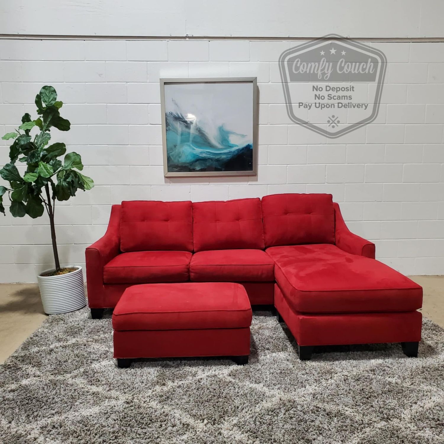 🛋️Red Reversible Sectional Sofa w/Ottoman (Delivery Available!! )