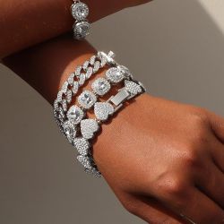[BOGO OF YOUR CHOICE] Iced out Modern Bracelet | 18K White Gold