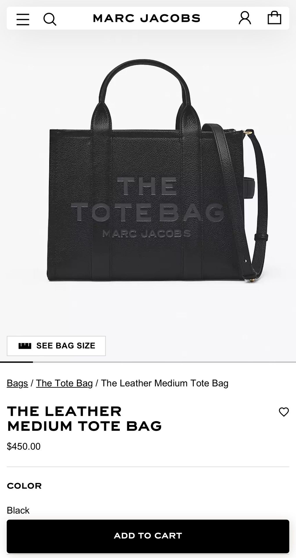 Marc Jacob’s The Tote Bag Black
