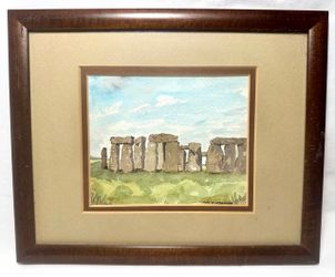 Tom Woodhouse Signed Framed Original Watercolor Painting of Stonehenge