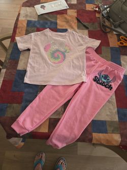DISNEY MINNIE MOUSE TOP & STITCH JOG PANTS SZ 5 KIDS SEE DESCRIPTION