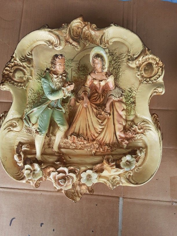 Carved In Plaster Color Victorian Wall Hanging.