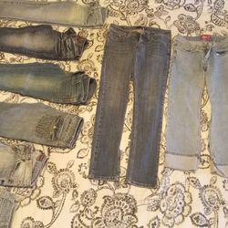 9 Pairs Of Juniors Jeans Capris Pants 