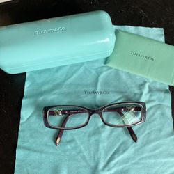 Tiffany & Co Sterling Silver X Eyeglasses w/case Purple TF2016 8061 51mm135