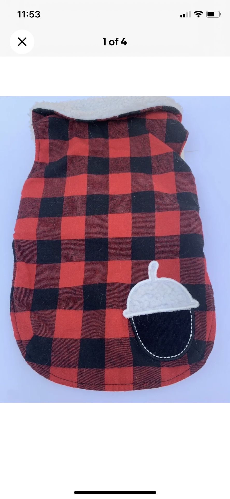 Martha Stewart Buffalo Check Fleece Dog Jacket Coat Sz M